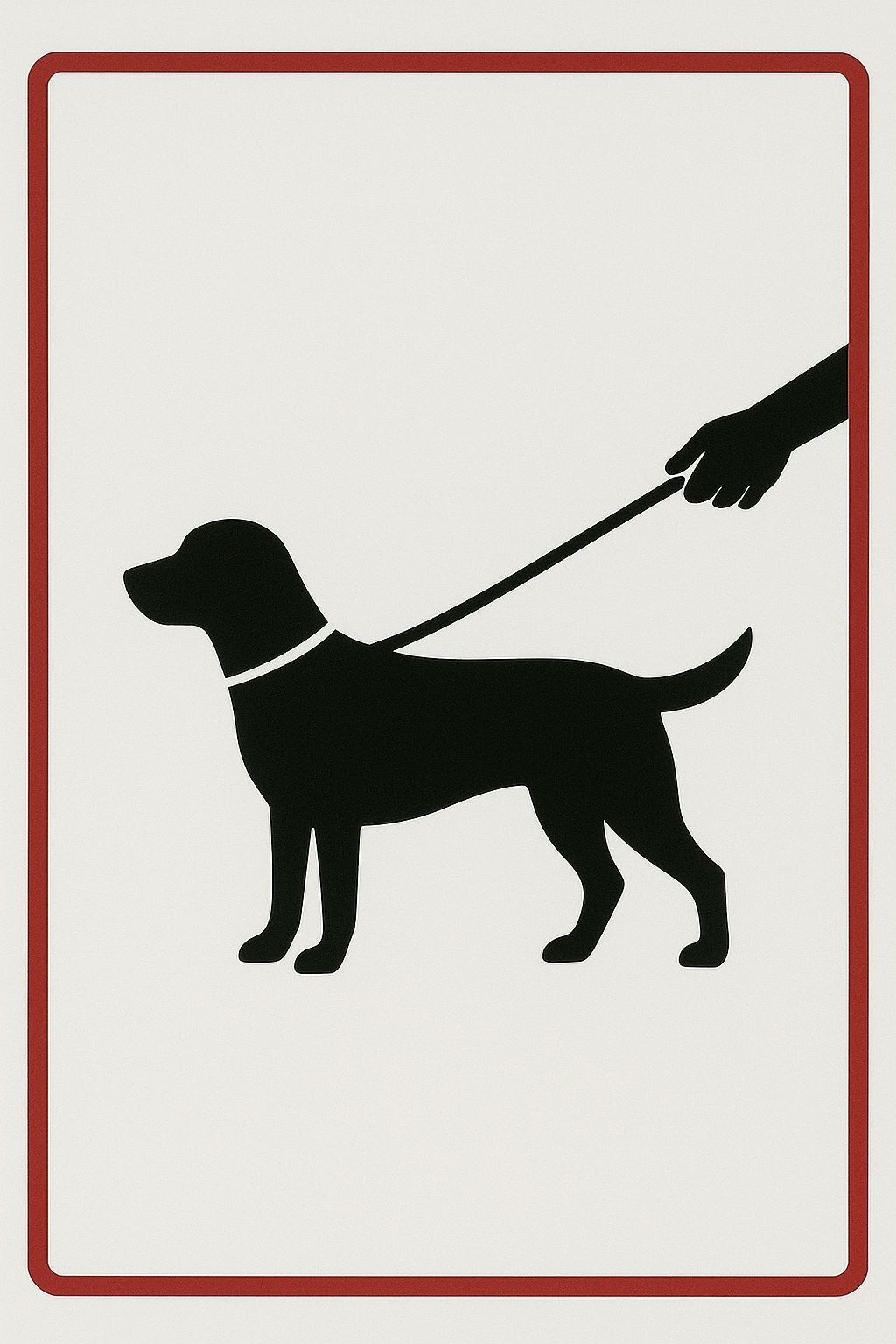 skilt som viser hund i bånd - Klikk for stort bilete