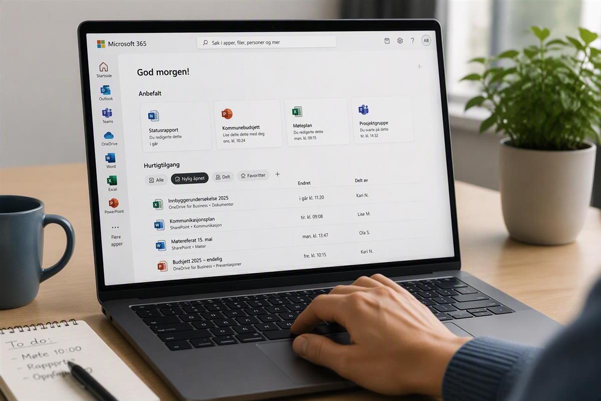laptop PC med hand som jobber på tastaturet - Klikk for stort bilete
